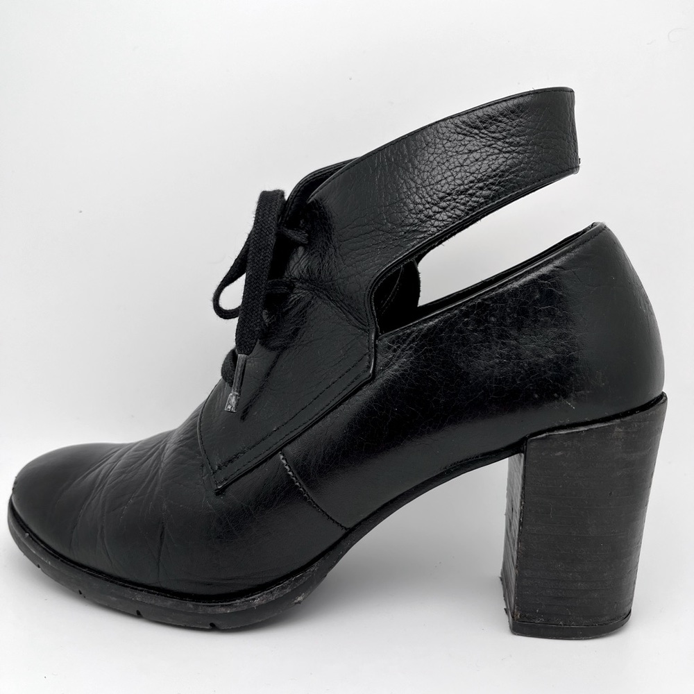 Chie Mihara black leather cut-out ankle boots, size 38.5